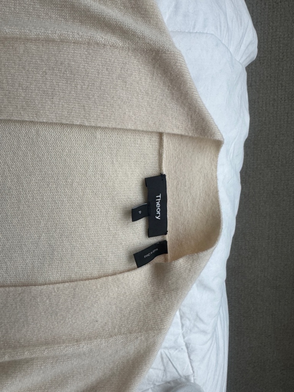 Cashmere Theory Ivory Open-Front Long Knit Cardigan - Picture 11 of 11